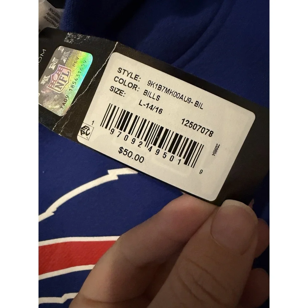 NWT Buffalo Bills Hoodie Youth Large NFL Nike Sweatshirt Royal Blue Boys 14/16